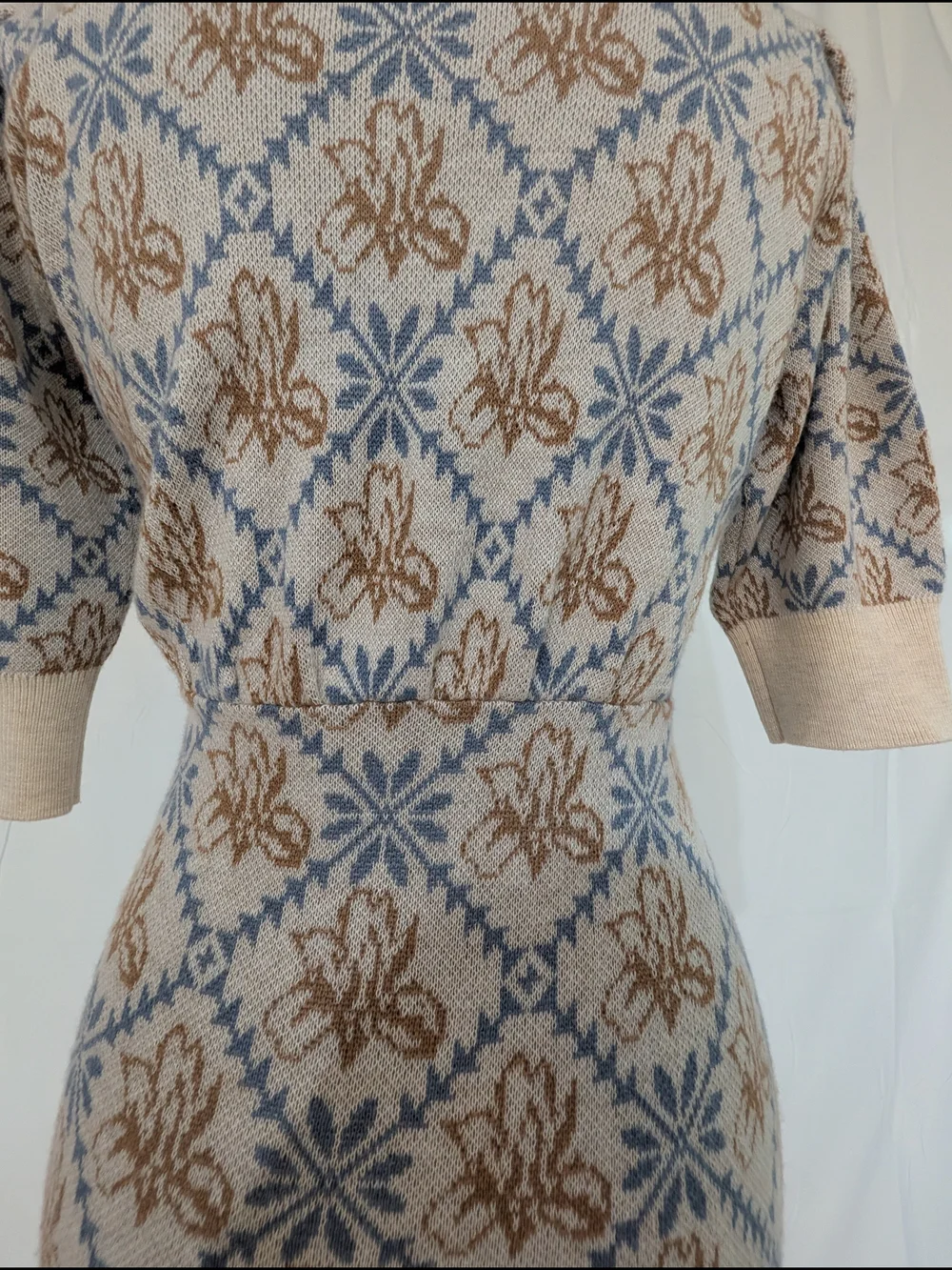 Simple Retro Knit Sweater Midi Dress with Peter Pan Collar Size Small - Picture 7 of 9